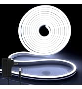 iNextStation White LED Neon Rope Light, 12V 16.4ft 5m Dimmable LED Strip Light Waterproof Flex Si...