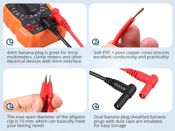 multimeter tester test leads voltmeter leads Electronic Test Lead Banana Plug Alligator Clip