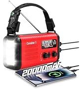 Emergency Crank Radio, 20000mAh / 74000mWh Weather Radio, Solar Hand Crank Radio with NOAA/AM/FM,...
