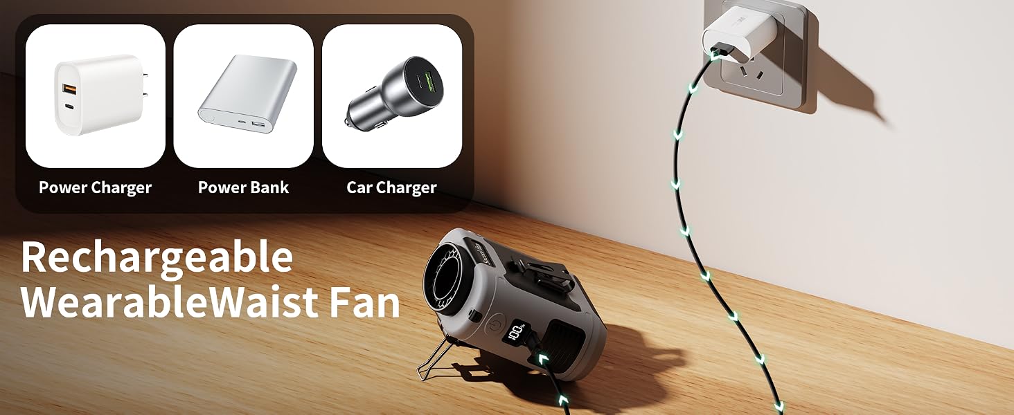 personal waist fan rechargeable