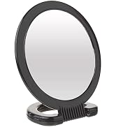 Diane Hand Mirror with Stand with 1X and 3X Magnification, Double-Sided Hand Held Mirror with Han...