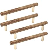 Semetall 4Pcs Wood Drawer Pulls,5 inch Hole Center Pull Handles Wood,Wooden Handles for Dresser D...