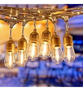 LEONLITE LED Outdoor String Lights 48FT, Summer Outdoor Decorations, Commercial Grade Copper Wire...
