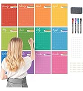 Ospelelf Undated Wall Calendar Dry Erase 12 Month, 12" x 17" Laminated Calendar Monthly Office Ca...