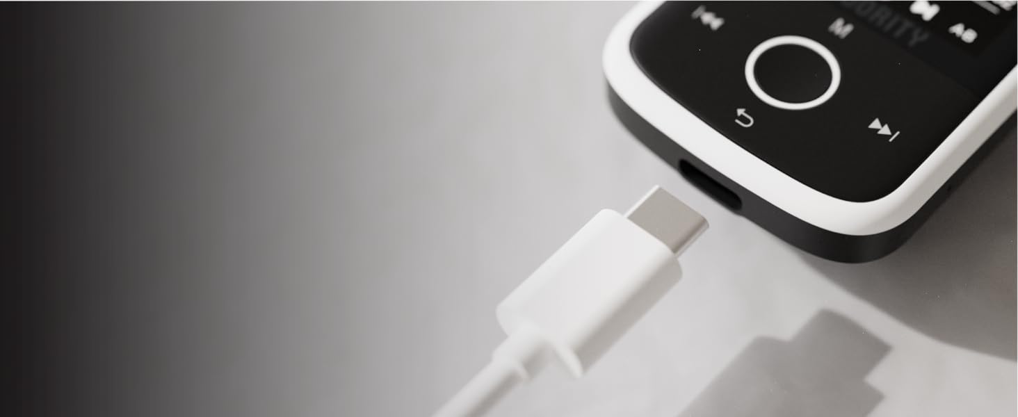 The MP3 Go features a convenient charging port, ensuring fast recharging