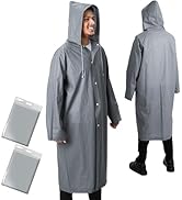ANYOO Hooded Rain Ponchos for Adults 2-Pack Reusable Raincoats Emergency Rain Jacket with Drawstr...