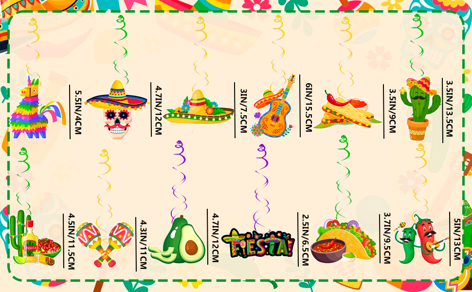 fiesta hanging swirl decorations
