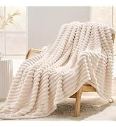 SUPRYNEX Beige Fleece Throw Blanket for Couch, Super Soft Cozy Blanket for Home Decor, Perfect Co...