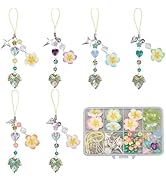 SUNNYCLUE 1 Box 126Pcs DIY 6 Sets Phone Charms Kit Plumeria Flower Phone Strap Leaf Heart Beads S...