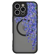 BITOBE Floral Case for iPhone 16 Pro Max [Compatible with MagSafe] Cute Purple Flower Pattern Cas...