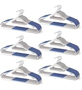 MLKJHHI 60 Pack Heavy Duty Plastic Hangers, Non Slip Clothes Hangers with Rubber Pads and 360° Ho...