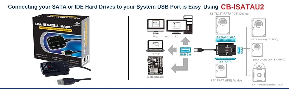 CB-ISATAU2, Hard Drive, SATA, IDE, Optical, SSD, TB, GB, USB 3.0, USB 2.0
