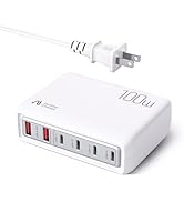 USB C Charging Station, 100W GaN 6 Port Charging Hub for Multiple Devices with PD3.0 and QC3.0 Fa...