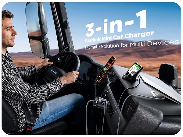 JOYROOM 3-in-1 starlink mini car adapter 12v-24v step up to 30v
