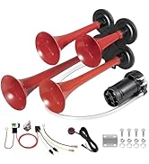 BANHAO Car Horn 4 Trumpet for Truck Air Horn 180dB Train Horn Kit for 12v Vehicle Airhorn Super L...