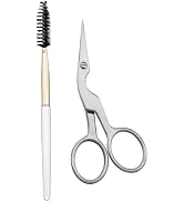 Brow Shaping Scissors and Brush - Stainless Steel Eyebrow Trimming Scissors for Women and Men (Si...