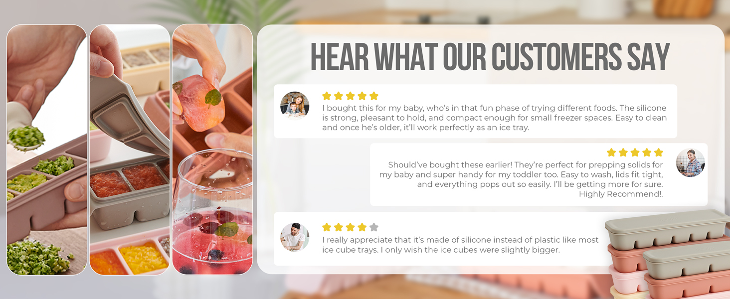 Firgi silicone baby food freezer tray customer reviews with 5-star ratings