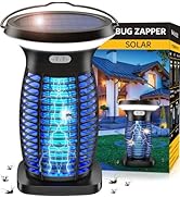 Solar Bug Zapper Outdoor Waterproof, Portable &amp; Rechargeable Bug Zapper with Panel Sensor &amp; LED N...