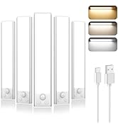 5-Pack Under Cabinet Lighting, 1800mAH Rechargeable Battery Operated Motion Sensor Lights Indoor ...