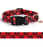 Love Pattern Dog Collar with Buckle Adjustable Safety Nylon Collars for Small Medium Large Dogs, ...