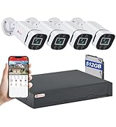 AIWIXEN 8CH H.265+ 3K Lite Wired CCTV Security Camera System with Human Vehicle Detection, 4X IP6...