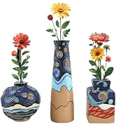 Huazzzyi Unique Colorful Art Abstract Resin Flower Pot, Van Gogh Starry Night Style Art Flower Po...