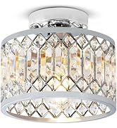 WimiSom Crystal Ceiling Light, Modern Semi Flush Mount Ceiling Lighting Fixture, Hand Woven Ceili...
