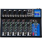 Depusheng HT7 Bluetooth Portable Audio Mixer w/USB DJ Sound Mixing Console MP3 Jack 48V Power for...