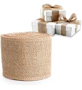 LaRibbons 4 Inch Natural Burlap Fabric Roll 10 Yards Jute Ribbon for Craft Gift Wrapping Wreath W...