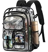 Unineovo Clear Backpack, 17 inch Transparent Backpacks with Accessories, School Bag for Teen Boys...