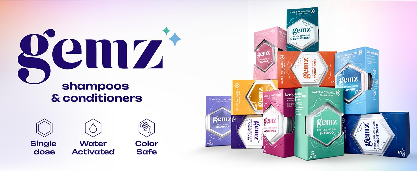 Gemz shampoos &amp;amp; conditioners. Single dose; water activated; color safe