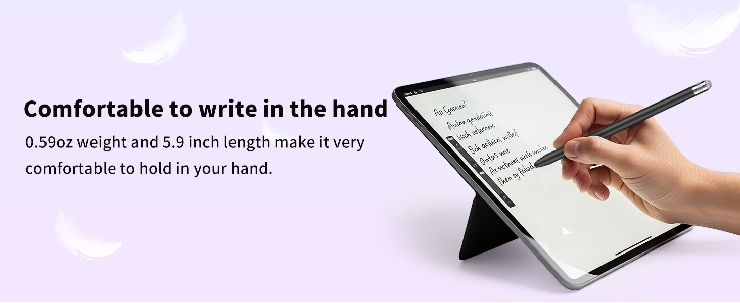 This touch screen pen is comfortable to hold