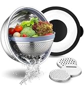 P&amp;P CHEF 4-In-1 Stainless Steel Colander with Bowl Set, Rotatable Strainers for Kitchen, Fruit Cl...