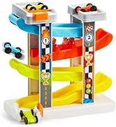 Toddler Toys for 18M+ 2 Year Old Boy and Girls - Race Track Car Ramp Toy with 4 Cars and Multiple...