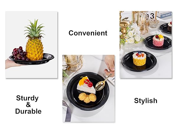 black plastic plates 10 inch