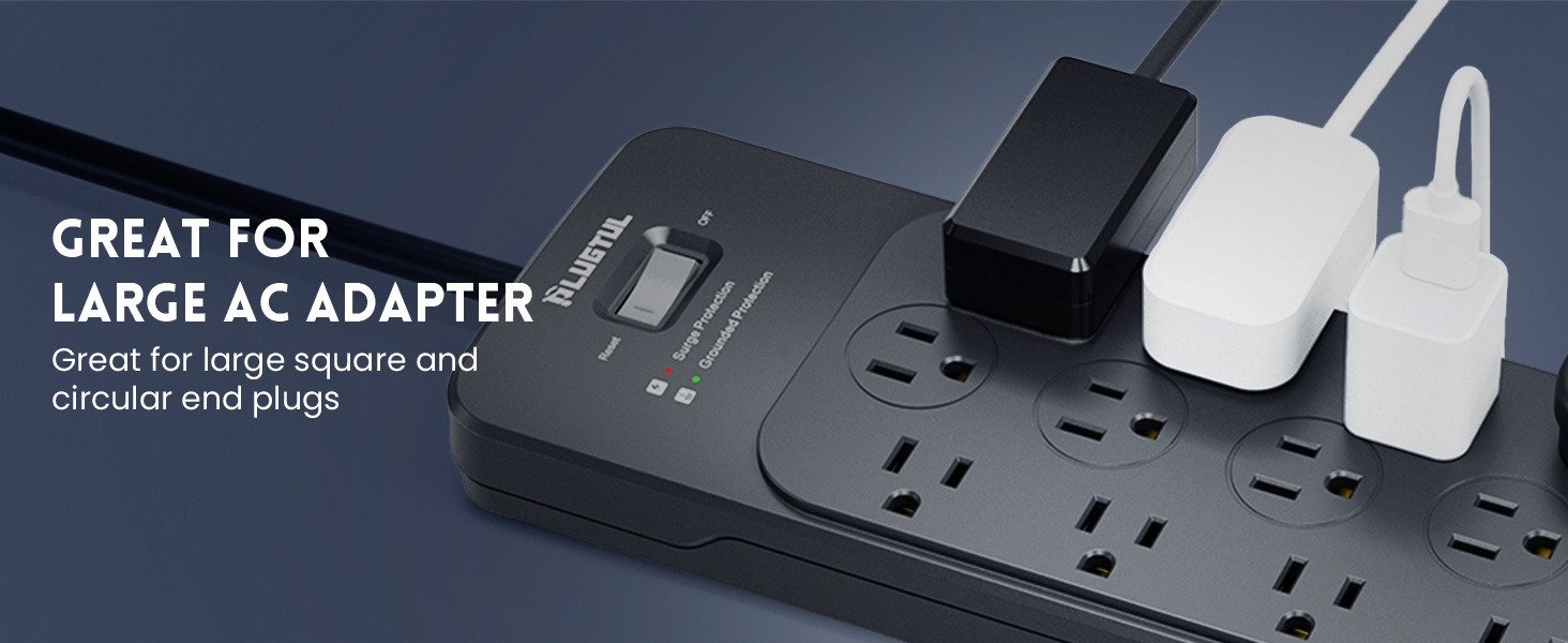 power strip surge protector usb c power strip 10ft 15ft 20ft 25ft extension cord black