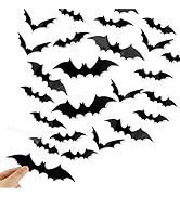 DIYASY Bats Wall Decor,120 Pcs 3D Bat Halloween Decoration Stickers for Home Decor 4 Size Waterpr...