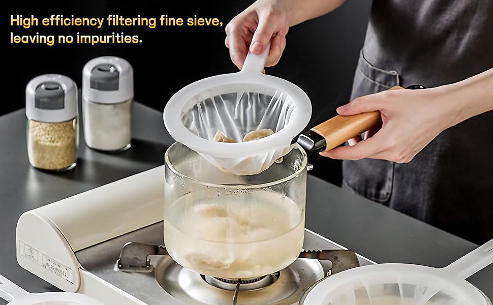 5.51 Inch Kitchen Ultra-Fine Nylon Mesh Strainer