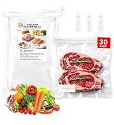 Reusable Vacuum Sealer Bags for Food – 30 BPA-Free Small (8 x 10 in) Food Storage Bags, Freezer M...