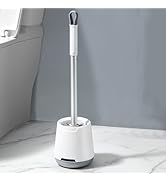 Toilet Bowl Brush Hard Bristles Toilet Brush and Holder Set with Long Handle Splash-Proof Compact...