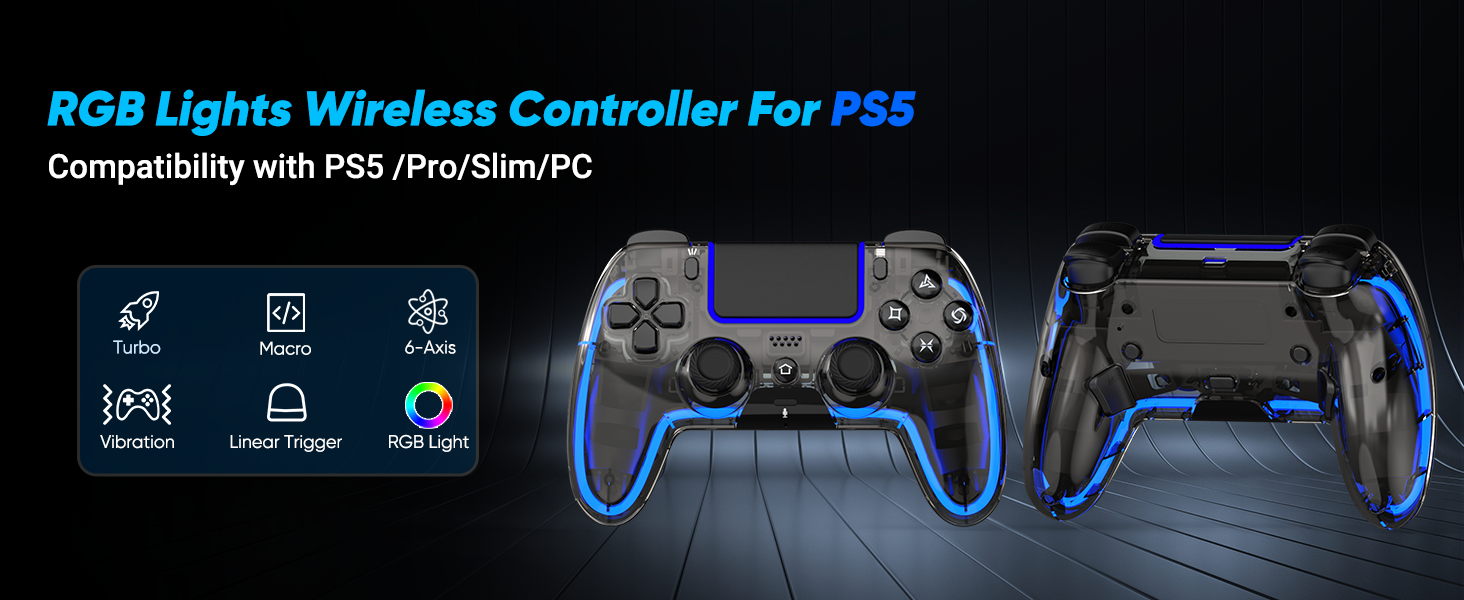 RGB wireless controller for ps5