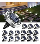 btfarm 16 Pack Solar Ground Lights Outdoor, 8 LED Solar Disc Lights IP65 Waterproof Flat Solar Li...