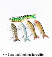 EXAURAFELIS 5 PCS Multi Jointed Swimbaits Fishing Lures for Bass Trout Perch Slow Sinking Lifelik...