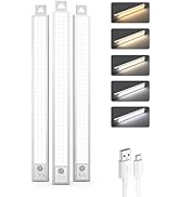 16 Inch Under Cabinet Lighting, 3Pack 5CCT Dimmable Closet Lights, Motion Sensor LED Lights of Ba...