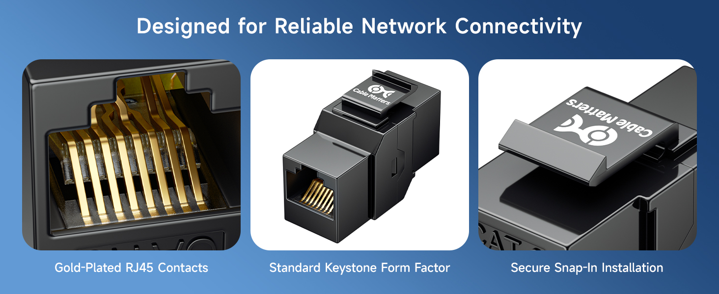 [UL Listed] 10-Pack 10Gbps Cat6 Keystone Coupler, RJ45 Keystone Jack Coupler/Ethernet