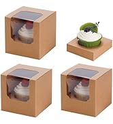 NPLUX 50 Pcs Cupcake Boxes Individual Cupcake Containers Pre-Assembled Single Cupcake Boxes 3.5