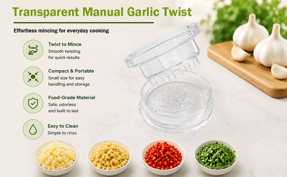 Transparent Manual Garlic Twist