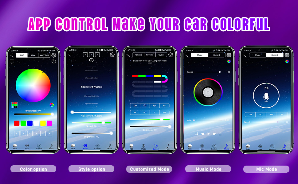 RGB Car Strip Lights Interior