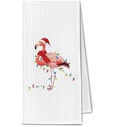 ChissNook Pink Flamingo Christmas Kitchen Towels, Flamingo Gifts for Women Girls Dish Towels Dryi...