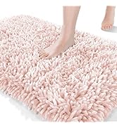 Yimobra Bath Rug Mat 31.5 x 19.8, Soft and Absorbent Water Non Slip Chenille Bathroom Rug, Machin...
